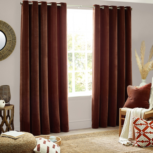 Heavy Chenille Eyelet, Nutmeg - Ready Made Curtains - Image 3